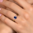 thumbnail image 4 of Gem Stone King 18K Yellow Gold Plated Silver Blue Created Sapphire and Pink Lab Grown Diamond Engagement Ring for Women | 1.36 Cttw | Oval 7X5MM | Gemstone September Birthstone | Size 7, 4 of 6