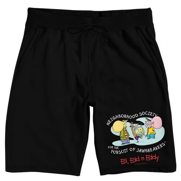 Ed Edd N Eddy Neighborhood Society For The Pursuit Of Jawbreakers Men's Black Sleep Pajama Shorts-3XL