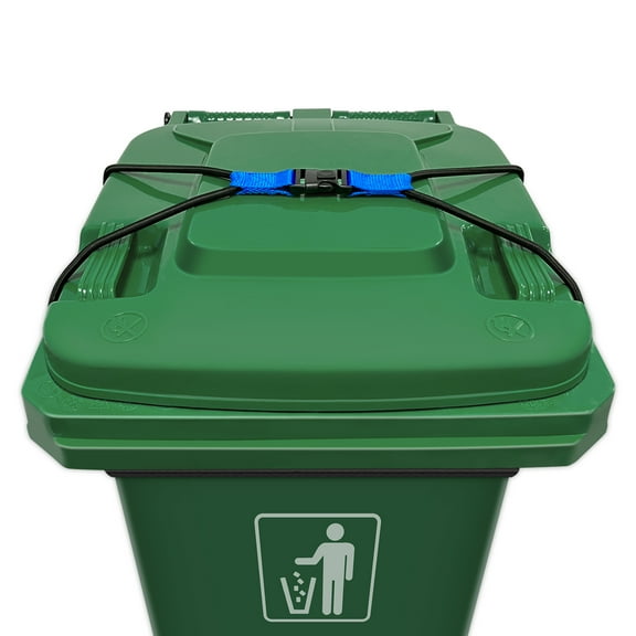 Trash Can Lock, Lid Lock for 30-51 Gal Outdoor Garbage Cans, Heavy Duty Bungee Cord Garbage Can Lock for Animals, Squirrels, Dogs, Raccoons