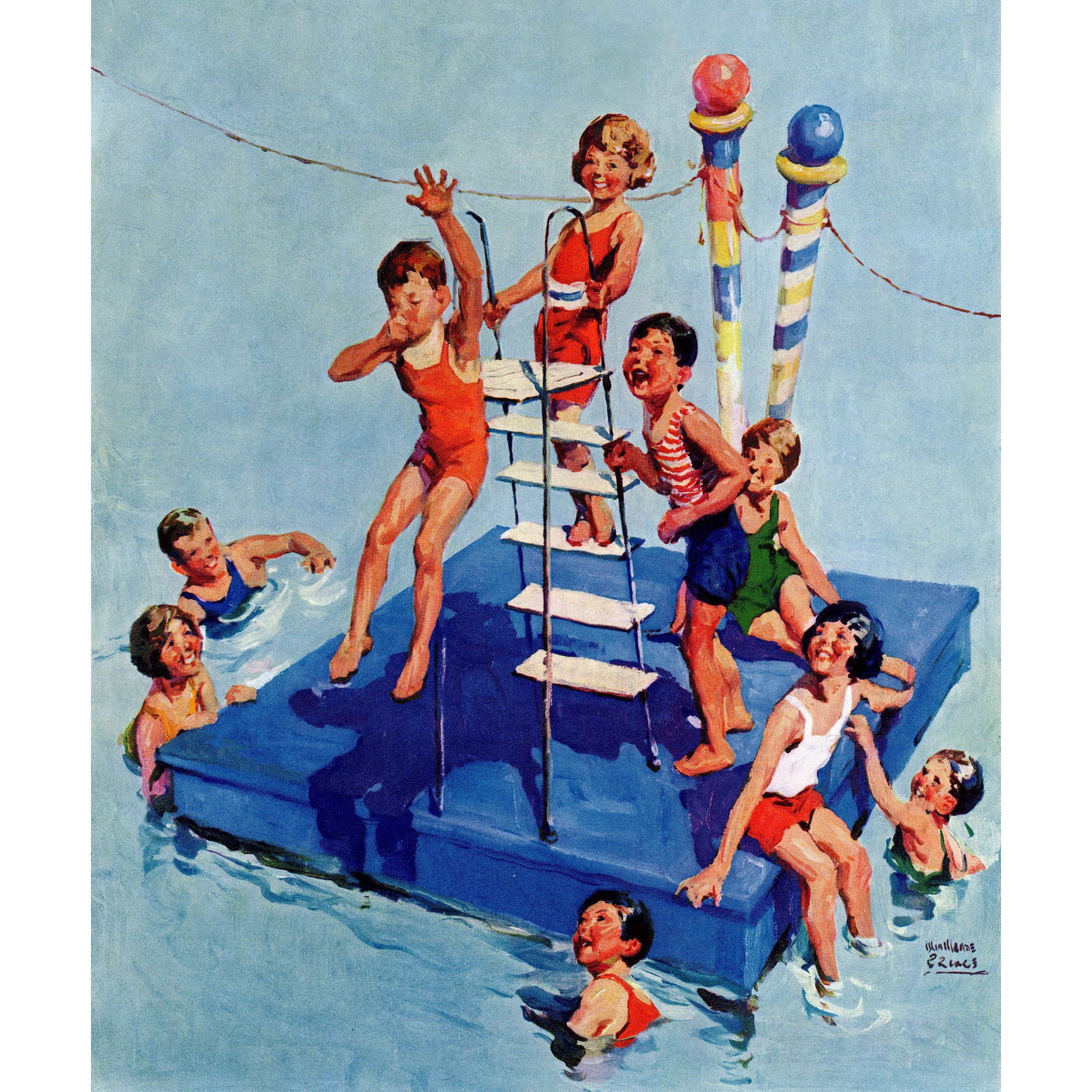 Marmont Hill "Fun in the Water" by Curtis Painting Print on Canvas