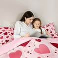 thumbnail image 5 of Homewish Romantic Valentine'S Day 7 Pieces Bedding Comforter Set,Retro Loves Pattern Full Bedding Set,Pink Red Fitted Sheet Flat Sheet For Girls Kids,Ultra Soft Home Decor Reversible, 5 of 9