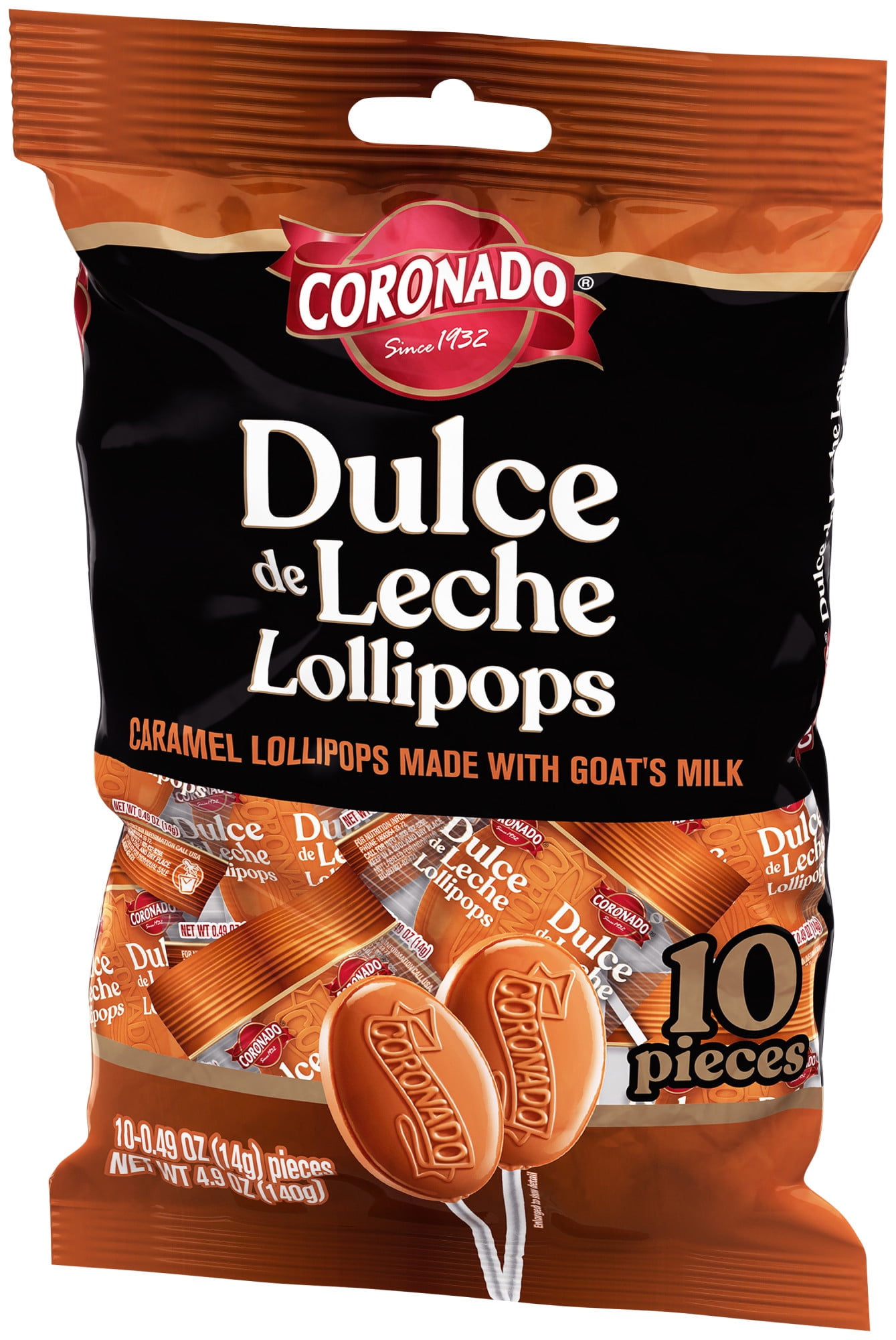(6 pack) Coronado Cajeta Dulce De Leche Lollipops with Goat's Milk, 10 Count Bag