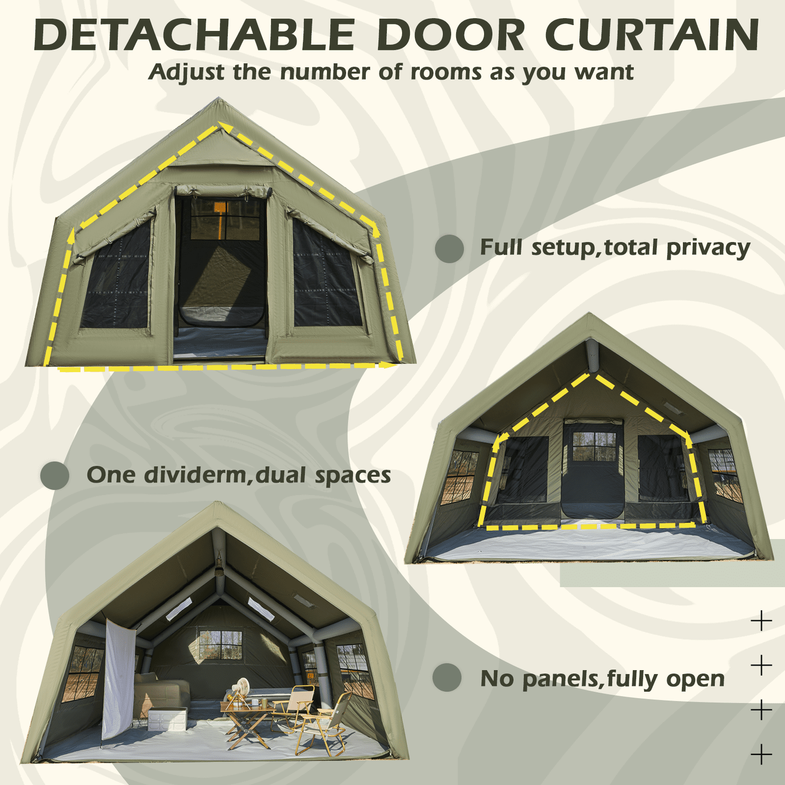 EROMMY 12'x16' Inflatable Tent, Large Blow Up Tent for Camping, 4
