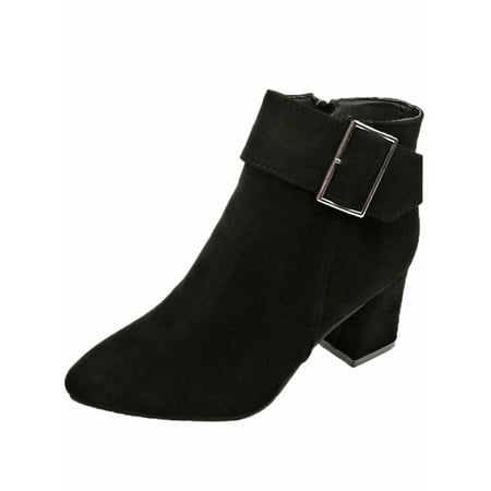 

Ymiytan Womens Block Heels Bootie Office Casual Side Zipper Ankle Boots Business Anti-Slip Booties Black 5