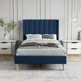 thumbnail image 2 of AUFANK Twin Bed Frame Upholstered Platform with Wooden Slats, Noise-Free, Blue, 2 of 6