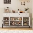thumbnail image 3 of EastVita 62 inches Buffet Cabinet with Storage Large Sideboard Cabinet Coffee Bar Cabinets with 3 Drawers and 4 Fluted Glass Doors for Home/Kitchen/Dining Room (White), 3 of 7