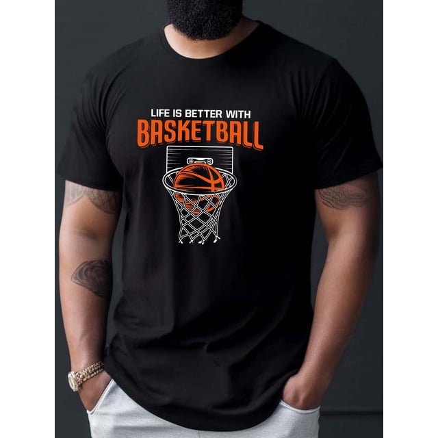 T-Shirt de Basketball Graphique pour Hommes 100 % Polyester - T-Shirt à Col Rond avec Légère Élasticité, Design Géométrique, Coupe Régulière, Vêtement de Sport Adulte pour l'Été Décontracté, Fête des Pères, Fête des Mères, Nouvel An, Fête du Printemps