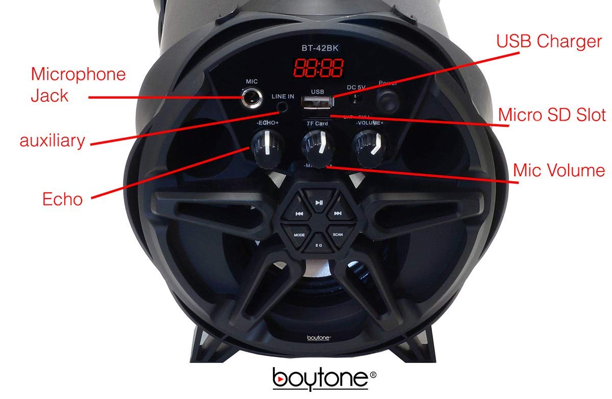 Boytone Portable Bluetooth Speaker with Water Resistant, Black, BT-42BK - image 3 of 6