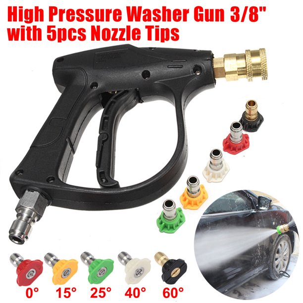 3000PSI High Pressure Washer Adapter Jet Gun + 5PCS Spray Nozzle Tip 3