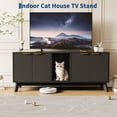 thumbnail image 6 of 59" Double-Room Cat Litter Box Enclosure, Large Hidden Litter Box Furniture – Modern Wooden Cat House with Litter Mat – TV Stand Side Table, 6 of 8