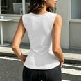thumbnail image 5 of Admvng Tank Top for Women Asymmetrical V Neck Ruched Sleeveless Stretch Basic Knit Layering Camisole Blouse, 5 of 6