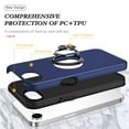 thumbnail image 4 of Stand Case for iPhone 16e, Dual-Layers Shockproof Protective Phone Cover with Magnetic Rotated Ring Holder Kickstand, Heavy Duty Rugged Case for iPhone 16e, Blue, 4 of 7