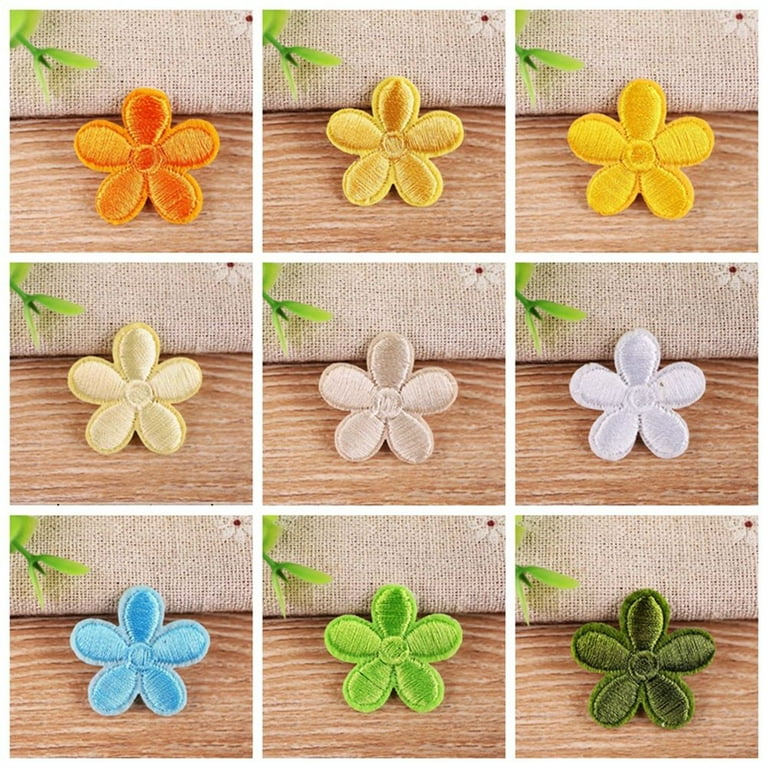 20 PCS Flower Iron on Patches, PAGOW 5 Petals Applique as you see