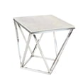 thumbnail image 6 of DecMode Silver Stainless Steel Metal Geometric Side End Accent Table with Marble Top, 18" x 18" x 21", 6 of 12