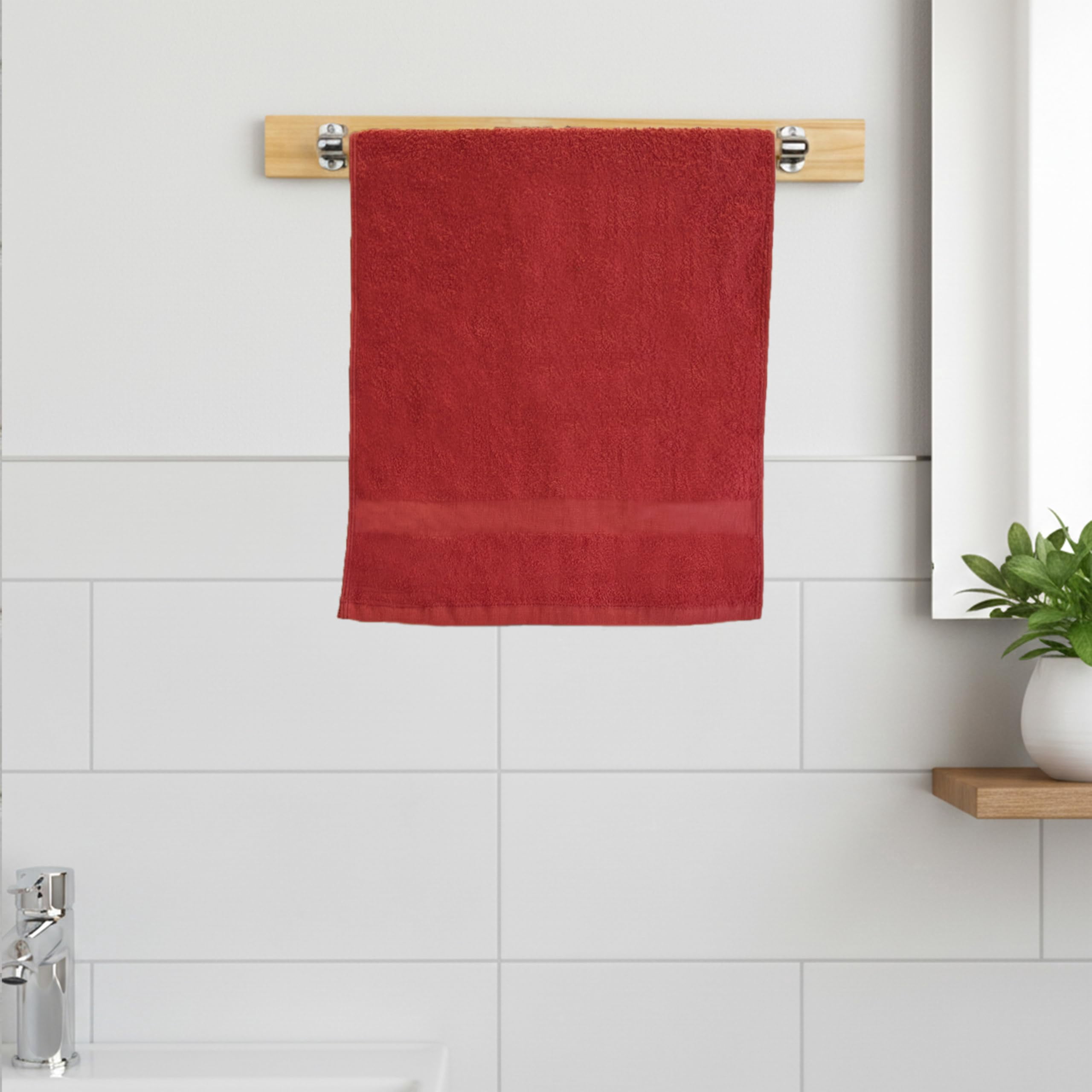 SupremePlus Premium Absorbent 16" x 27" 100% Ring Spun Cotton Hand Towels, Red 6 Count