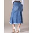 thumbnail image 4 of Unique Bargains Women's Long Denim Skirts Split A-Line Fishtail Jean Skirt XL Blue, 4 of 7