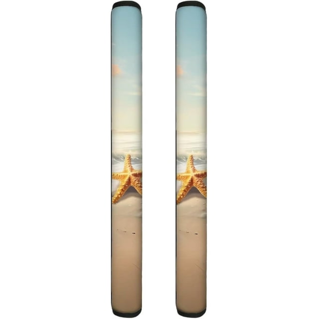 NETILGEN Refrigerator Door Handle Covers Pack of 2, Non-Slip Kitchen Appliance Protective Mat for Fridge Dishwashers Microwave Kitchen Handle Home Indoor Decoration, Beach Gold Starfish