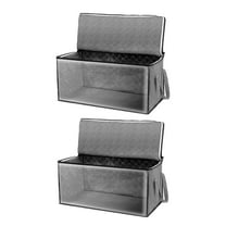 HDWUEN 2 Pc Household Clothes Storage Box With Zipper,Stackable Under Bed Storage Case,Brown