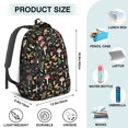 thumbnail image 4 of Mushroom and Moth Black Pattern Backpack for School, Cute School Bag with Adjustable Shoulder Straps and Padded Back, 16.9"x12.6"x5.9", 4 of 4
