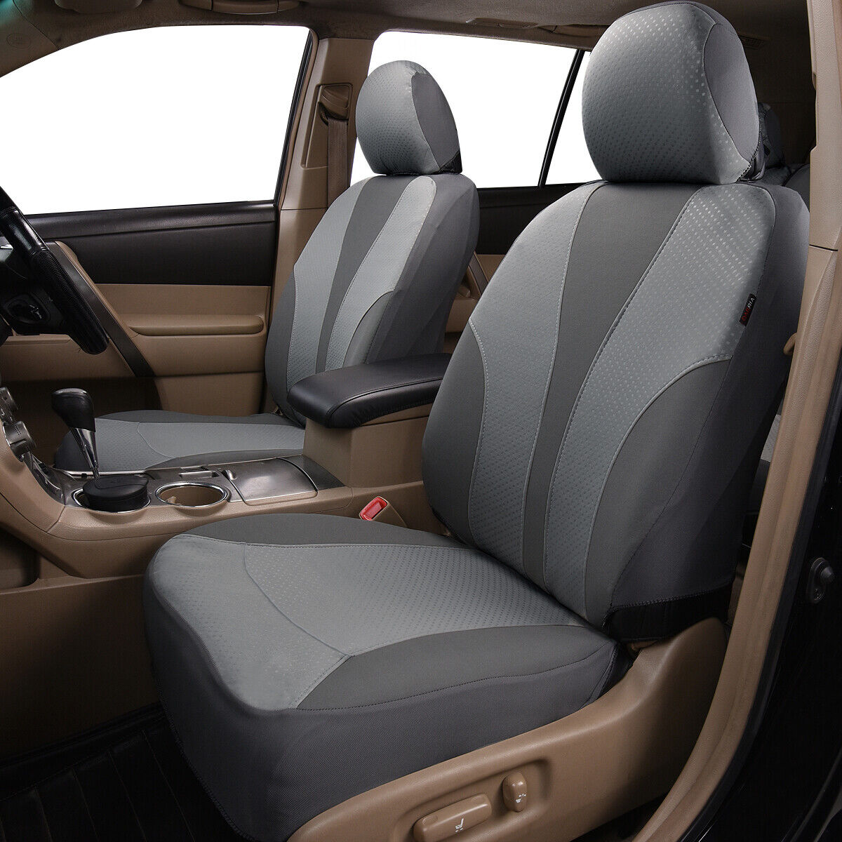 Flying Banner Universal Full Set Washable Car Seat Covers for Car Truck SUV Gray Gray
