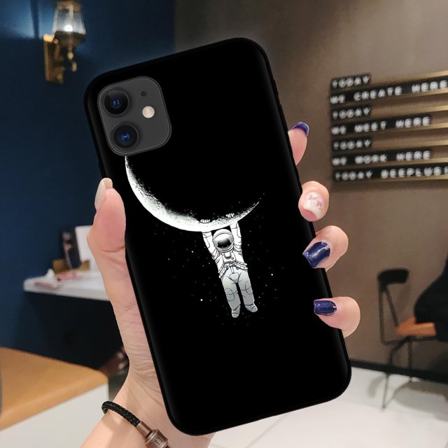 Coque arrière en silicone souple TPU pour iPhone, compatible modèles 6, 7, 8, 11 Pro Max, X, Poly, XS Max, 12 Mini, lune, étoile, astronome, drôle qiuyongming unisex