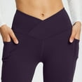 thumbnail image 3 of HOT Womens Casual Flare Leggings with Pocket Bootleg Yoga Pants Crossover Hight Waisted Workout Pants-012, 3 of 9