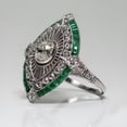 thumbnail image 2 of 925 Sterling Silver Art Deco Diamond Jewelry Natural Gemstone Emerald Ring, 2 of 2