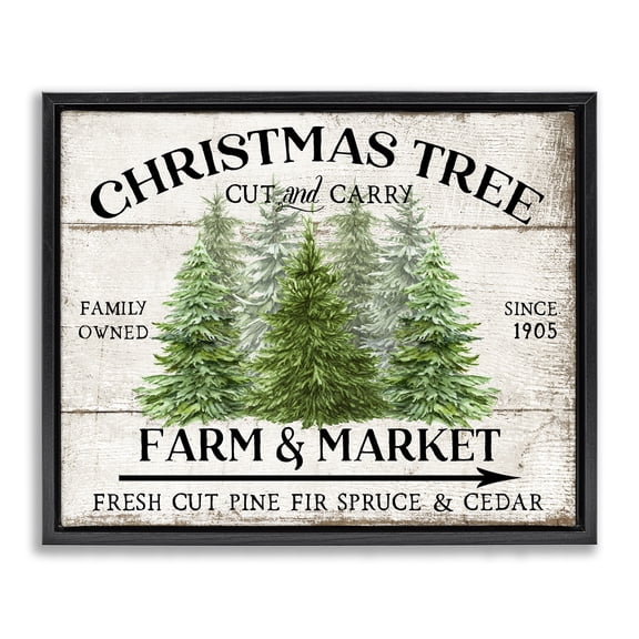 Stupell Industries Rustic Lodge Farm & Market Christmas Black Floating Frame Canvas Art, 21 x 17, by Creatif Belle