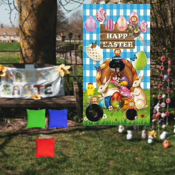 Abbraccia Easter Hanging Toss Games with 3 Bean Bags Picnics Outside Toys Party Supplies Toys Easter Decorations Throwing Game Supplies