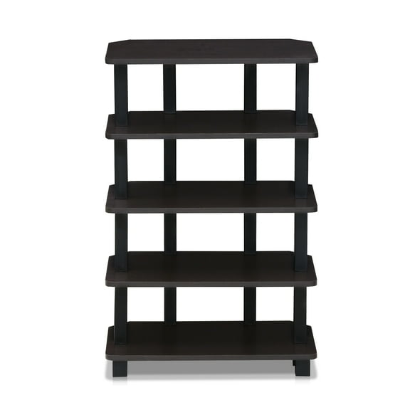 Furinno 17037EX/BK Turn-N-Tube 5-Tier Corner Storage Shelf, Espresso/Black