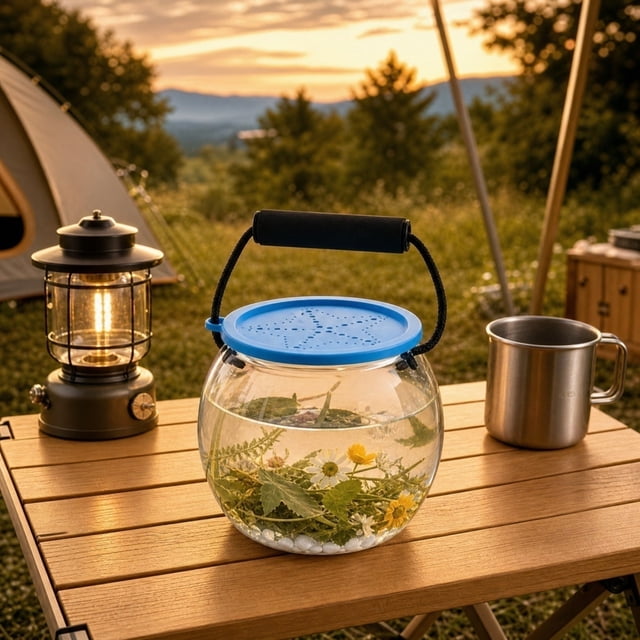 Transportín Portátil de Plástico Transparente para Pequeños Animales, con Tapa y Asa de Silicona Suave: Pecera Pequeña para La Playa, Acuario o Como Hogar Temporal para Criaturas Pequeñas.
