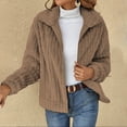 thumbnail image 3 of HANXIULIN Women Winter Warm Casual Coats Long Sleeve Thickened Outerwear Solid Coat With Pockets Khaki 2XL, 3 of 4