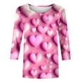 thumbnail image 4 of Valentine's Day Savings Clearance 2024! TAGOLD Summer Tops for Womens, Women's Fashion Three Quarter Sleeve Retro Round Neck Easter Printed Loose Tops Blouse, 4 of 4