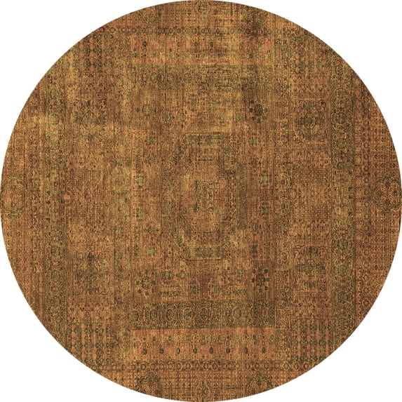 Ahgly Company Indoor Round Abstract Brown Modern Area Rugs, 4' Round