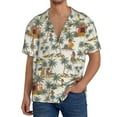 thumbnail image 3 of Vsdgher Hawaiian Style Print Men's Wrinkle Free Untucked Cuban Shirt Business Casual Button Down Shirts Short Sleeve Shirt, 3 of 7