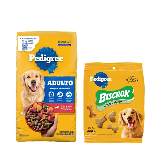 Pedigree Adulto 21 kg + Premios Pedigree Biscrok Multi Adulto 225g