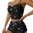 thumbnail image 5 of IMENGL Women's Pajamas Set Loungewear Graphic 2 Piece Summer Cute Crop and Shorts Ribbed Onesises Sleepwear Pajama Sets for Women,Black, 5 of 5