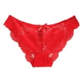 thumbnail image 1 of WTXUE Intimates | Waist Comfortable Hollow Ruffle Womens Low Bow Lace Underwear | 1 Piece Red L, 1 of 6