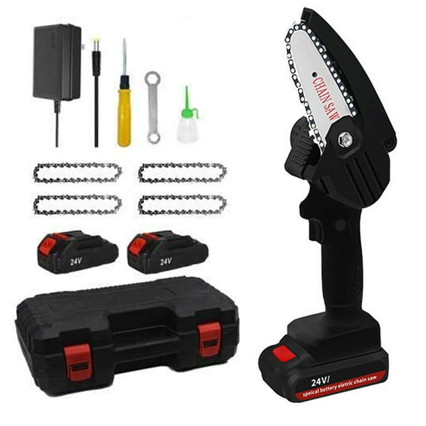 Mini Chainsaw 4Inch with 2 Battery, Cordless Power Chain Saws with
