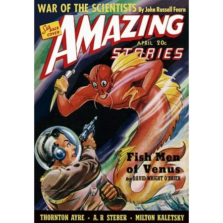 Vintage Sci Fi Amazing Stories - APRIL 20c Poster