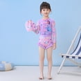 thumbnail image 4 of Tiijoy Girls UPF50+ One-Piece Swimsuit with Long Sleeve Rash Guard Swim Cap, Sizes 2-12, 4 of 5