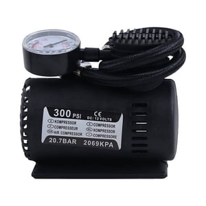 HLONK Black 12V Portable Compressor Tire Inflator With Mechanical Pressure Gauge  Inflator For Car Tires  Motorcycle  Bike  Basketball