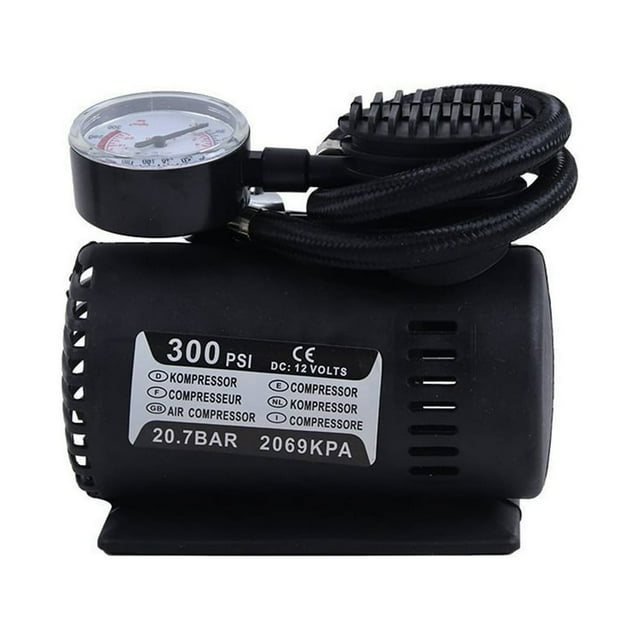 Estbridge Black 12V Portable Compressor Tire Inflator With Mechanical Pressure Gauge Inflator For Car Tires Motorcycle Bike Basketball