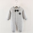 thumbnail image 2 of Sngxgn Baby Ribbed Short Sleeve Bodysuit Neck Toddler Romper for All Seasons(Grey,66), 2 of 6