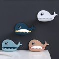 thumbnail image 2 of Jabonera no porosa con forma de ballena, para baño, con desagüe, para inodoro, para montaje en pared, color azul claro, 2 of 4