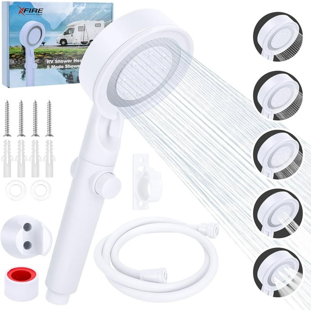 RV Shower Head with Hose + Mode High Pressure Replacement with On/Off Switch Water Saving Motorhome Shower Head for RV/Campervan Caravan()