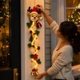 thumbnail image 6 of Festive Knit Reindeer Porch Decorations with Led Garland Lights, Hanging Outdoor Front Porch Decor for Seasonal Display, Joyful Indoor Christmas Decorations with Snowflake and, 6 of 7