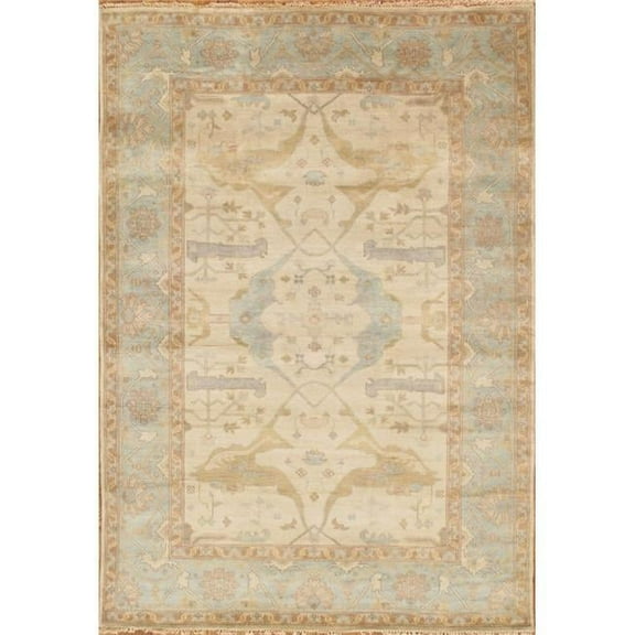 Pasargad Home Oushak Hand-Knotted Lamb's Wool Area Rug 4' 4" X 6' 1" Ivory