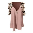 thumbnail image 4 of AOOCHASLIY Clothes Womens Blouses Short Sleeve Women's Summer Short Sleeves V-Neck Zipper Leopard Hollow Out T-Shirt Blouse Tops, 4 of 4