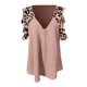 thumbnail image 4 of Puntoco Mujer Verano Manga Cortaｖ-Cuello Cremallera Leopardo Hollow Out Camiseta Blusa tops Puntoco Puntoco-3768, 4 of 4